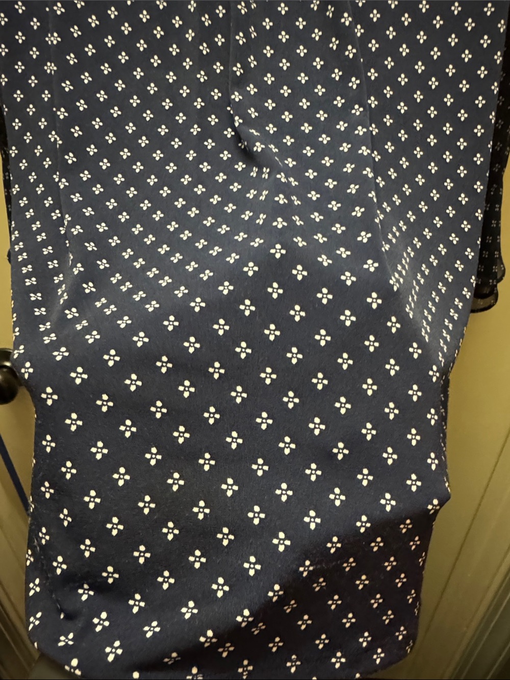 Charter Club Navy and White Pintuck Peasant Blouse - Picture 6 of 7